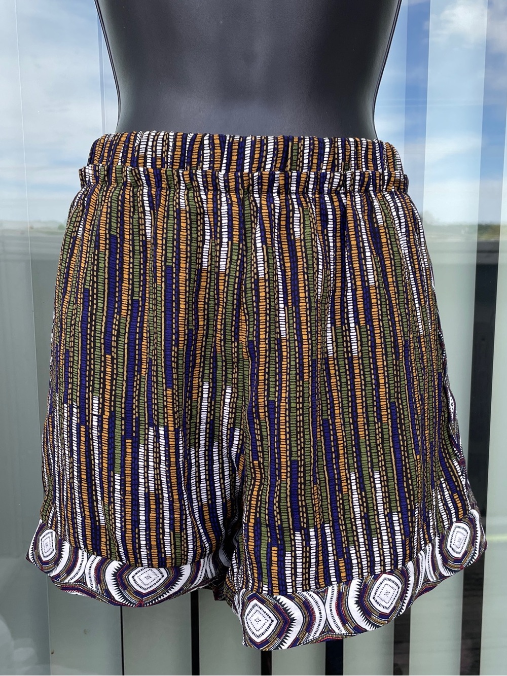 Striped Multicolor Elastic-Waist Women’s Shorts